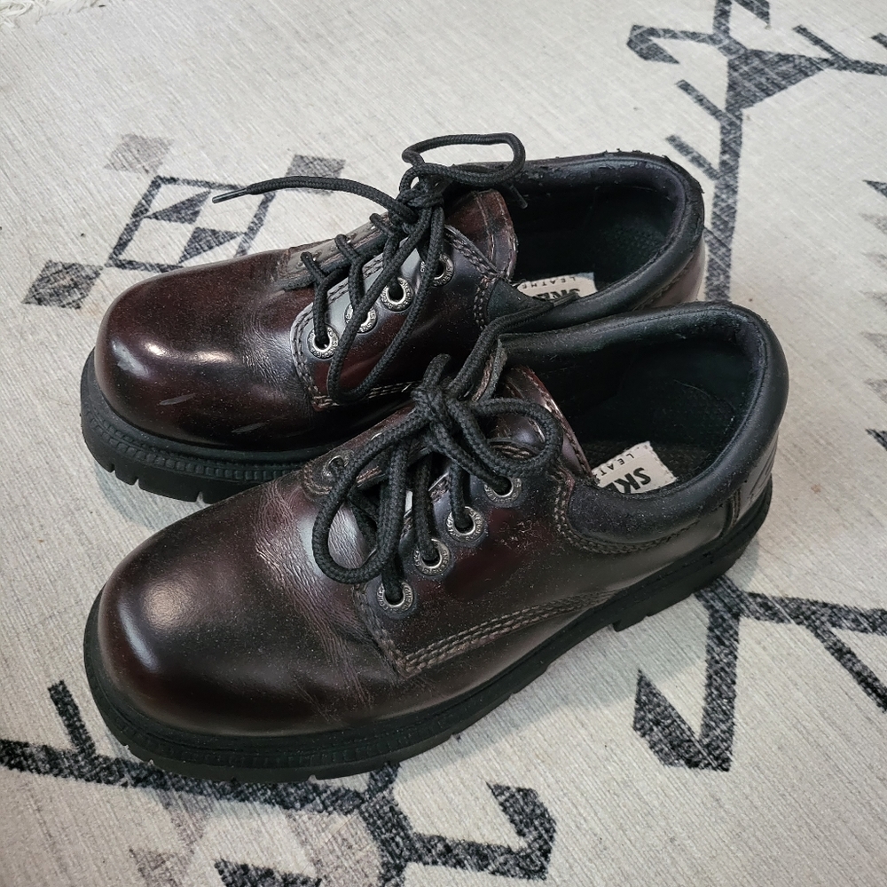 Skechers Jammers Burgundy Chunky Platform Shoes